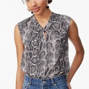 Rebecca Taylor Snakeskin Sleeveless Silk Blouse Womens 4